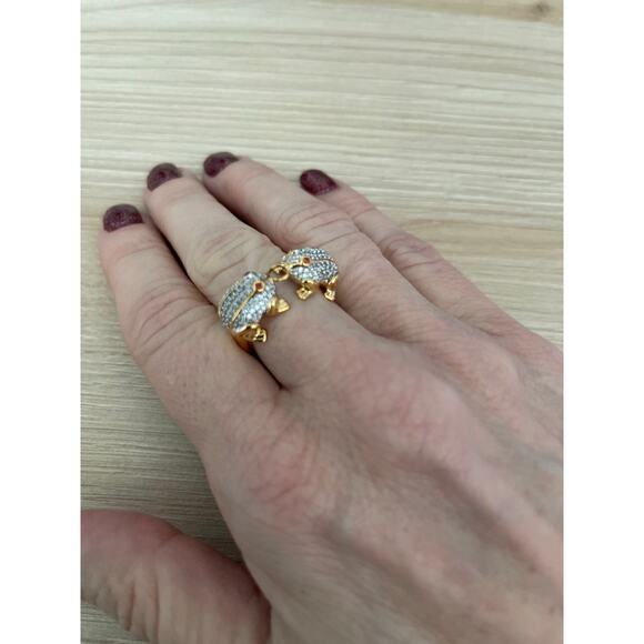 Noir Frogs Kissing CZ Gold Ring, Size 7 - Picture 4 of 5